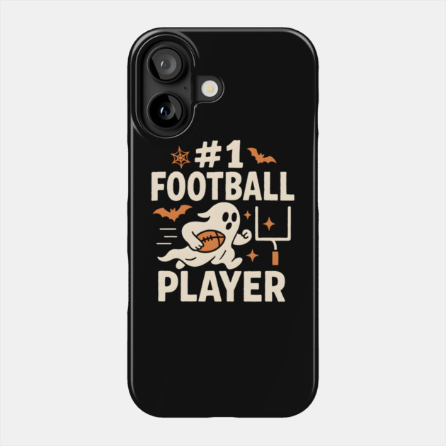 #1 Football Player Funny Halloween Ghost Gift Phone Case by MakerMind8.2