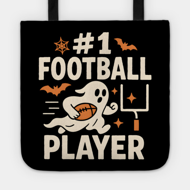 #1 Football Player Funny Halloween Ghost Gift Tote by MakerMind8.2