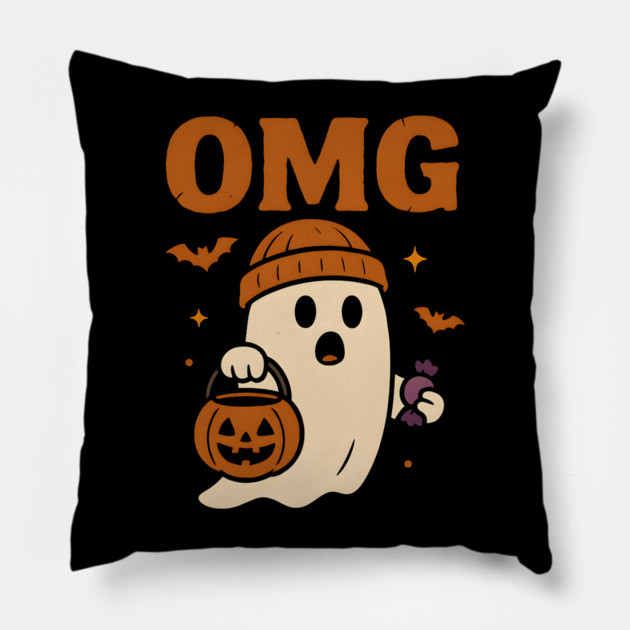 OMG Funny Ghost Halloween Candy Trick or Treat Gift Pillow by MakerMind8.2