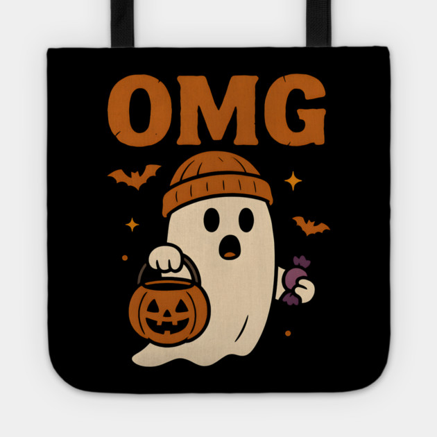 OMG Funny Ghost Halloween Candy Trick or Treat Gift Tote by MakerMind8.2