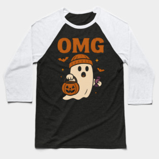 OMG Funny Ghost Halloween Candy Trick or Treat Gift Baseball T-Shirt
