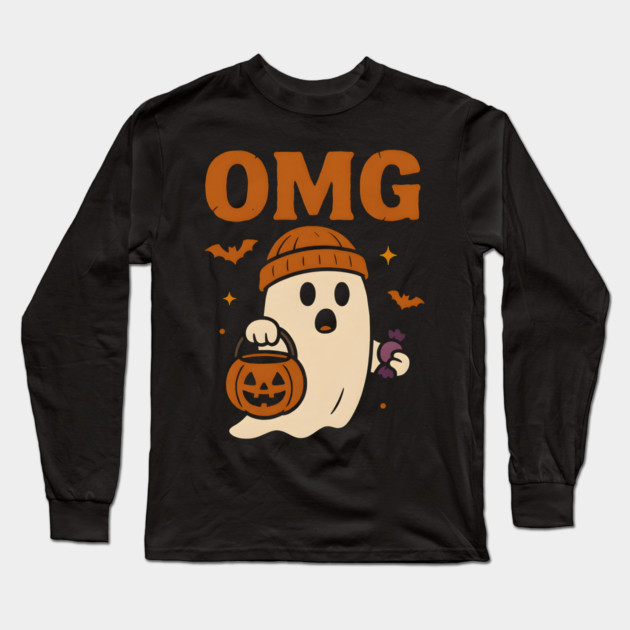 OMG Funny Ghost Halloween Candy Trick or Treat Gift Long Sleeve T-Shirt by MakerMind8.2