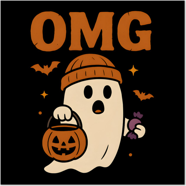 OMG Funny Ghost Halloween Candy Trick or Treat Gift Wall Art by MakerMind8.2