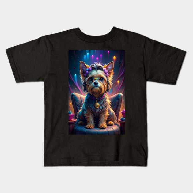 Adorable Yorkie Dog with Glasses and Bows – Cute Retro Pop Art Style Kids T-Shirt by IamActiveDog