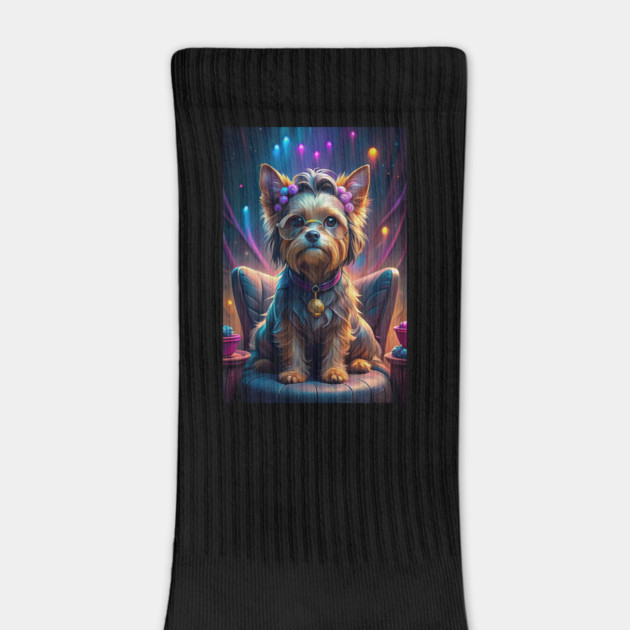 Adorable Yorkie Dog with Glasses and Bows – Cute Retro Pop Art Style by IamActiveDog