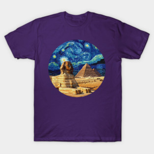 sphinx starry night abstract colorful egyptian design T-Shirt