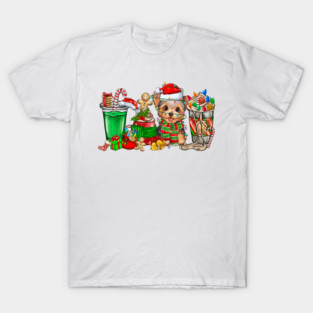 Yorkie Dog Christmas Pajamas Coffee Latte Mugs Xmas Men Women Kids T-Shirt