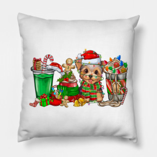 Yorkie Dog Christmas Pajamas Coffee Latte Mugs Xmas Men Women Kids Pillow