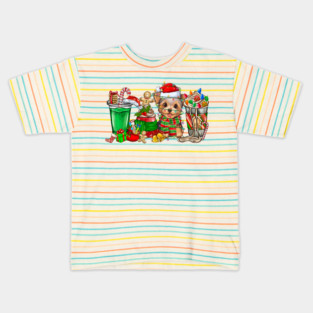 Yorkie Dog Christmas Pajamas Coffee Latte Mugs Xmas Men Women Kids Kids T-Shirt