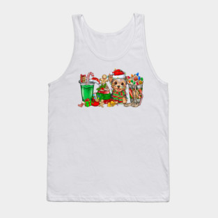 Yorkie Dog Christmas Pajamas Coffee Latte Mugs Xmas Men Women Kids Tank Top