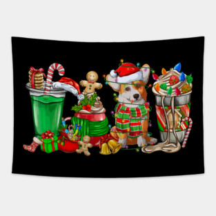 Corgi Dog Christmas Pajamas Coffee Latte Mugs Xmas Men Women Kids Tapestry