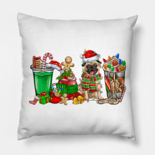 Pug  Dog Christmas Pajamas Coffee Latte Mugs Xmas Men Women Kids Pillow