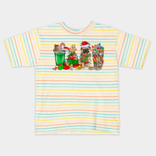 Pug  Dog Christmas Pajamas Coffee Latte Mugs Xmas Men Women Kids Kids T-Shirt
