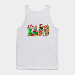 Pug  Dog Christmas Pajamas Coffee Latte Mugs Xmas Men Women Kids Tank Top