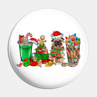 Pug  Dog Christmas Pajamas Coffee Latte Mugs Xmas Men Women Kids Pin
