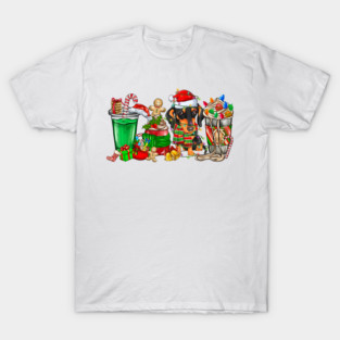 Dachshund  Dog Christmas Pajamas Coffee Latte Mugs Xmas Men Women Kids T-Shirt