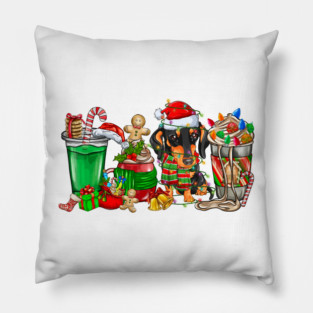 Dachshund  Dog Christmas Pajamas Coffee Latte Mugs Xmas Men Women Kids Pillow