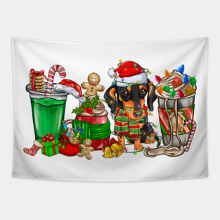 Dachshund  Dog Christmas Pajamas Coffee Latte Mugs Xmas Men Women Kids Tapestry