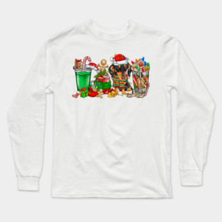 Dachshund  Dog Christmas Pajamas Coffee Latte Mugs Xmas Men Women Kids Long Sleeve T-Shirt