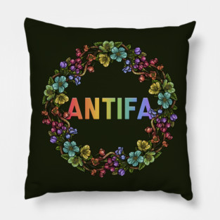 AntiFa Wreath Rainbow Pillow