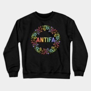 AntiFa Wreath Rainbow Crewneck Sweatshirt