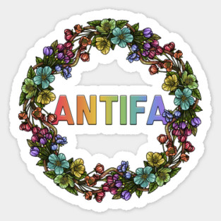 AntiFa Wreath Rainbow Sticker