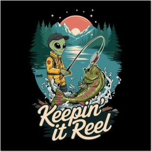 Alien Fishing – Keepin’ it Reel at the Mountain Lake Posters and Art