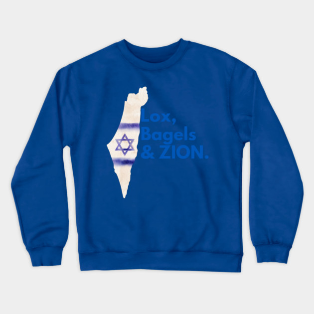 Lox, Bagels & Zion Crewneck Sweatshirt by Uri Zehavi