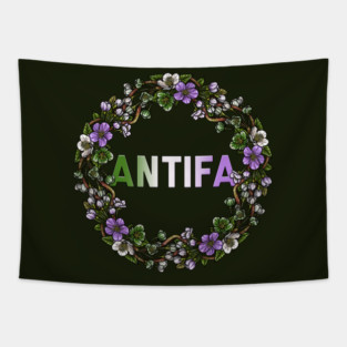 AntiFa Wreath Genderqueer Tapestry