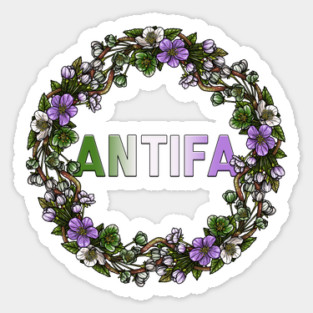 AntiFa Wreath Genderqueer Sticker