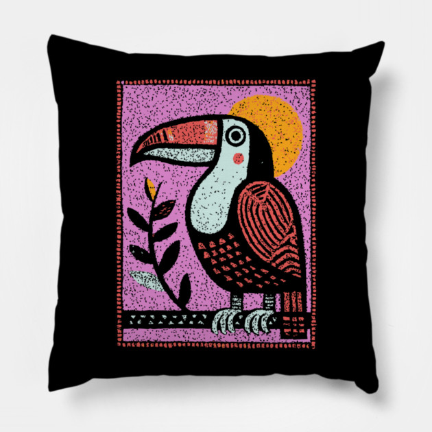 Psychedelic Toucan | The Vibrant Jungle Spirit Pillow by TuncGK