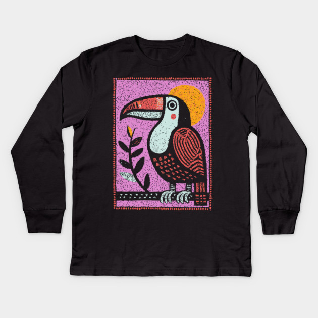 Psychedelic Toucan | The Vibrant Jungle Spirit Kids Long Sleeve T-Shirt by TuncGK