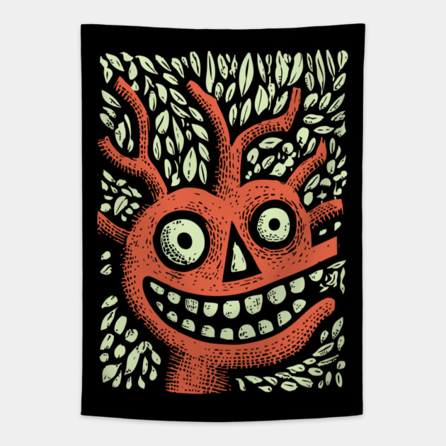 Mischievous Tree Monster | The Forest Sprite Tapestry by TuncGK