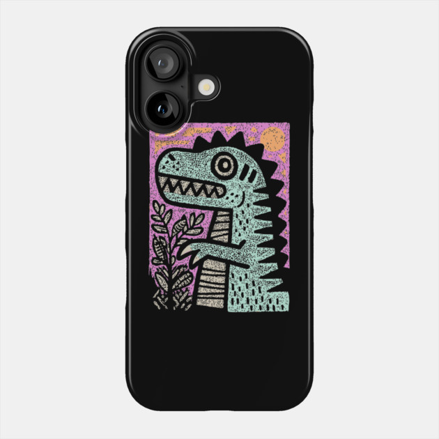 Folk Art T-Rex | The Prehistoric Storybook Character Phone Case by TuncGK