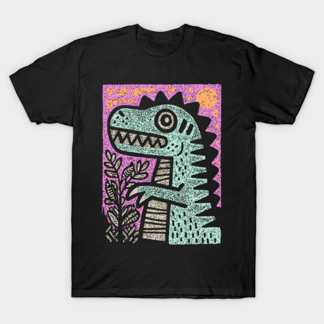 Folk Art T-Rex | The Prehistoric Storybook Character T-Shirt by TuncGK