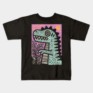 Folk Art T-Rex | The Prehistoric Storybook Character Kids T-Shirt