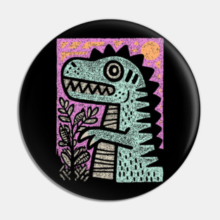 Folk Art T-Rex | The Prehistoric Storybook Character Pin