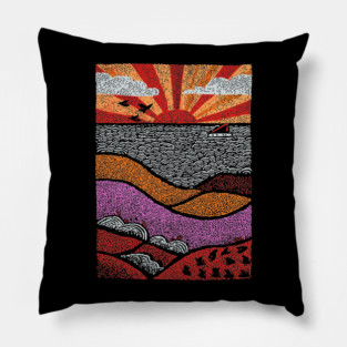 Abstract August Landscape | The Dog Days of Summer Pillow