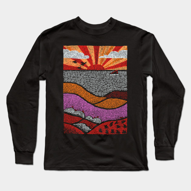 Abstract August Landscape | The Dog Days of Summer Long Sleeve T-Shirt by TuncGK