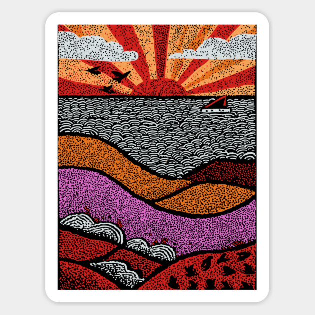 Abstract August Landscape | The Dog Days of Summer Magnet by TuncGK