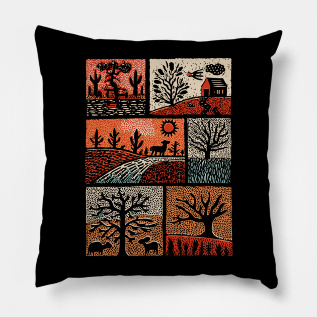 Autumnal Equinox | A Patchwork of Fall Pillow by TuncGK