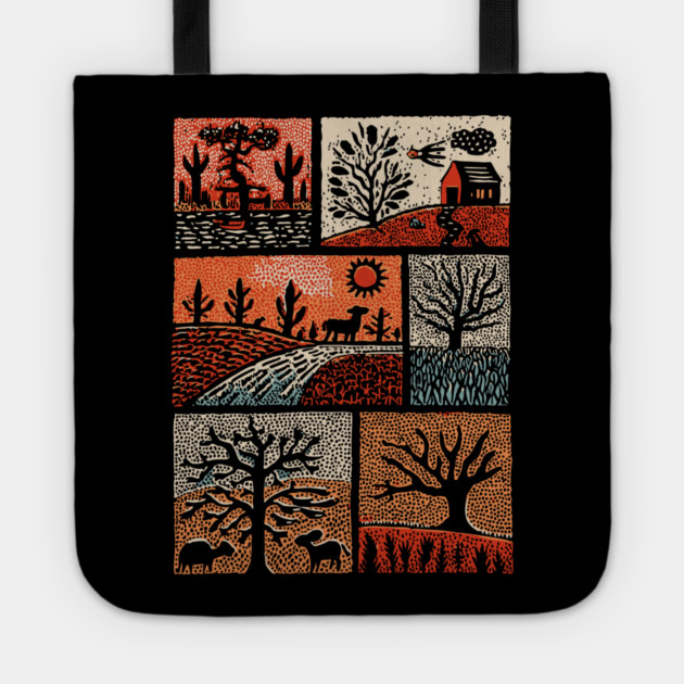 Autumnal Equinox | A Patchwork of Fall Tote by TuncGK