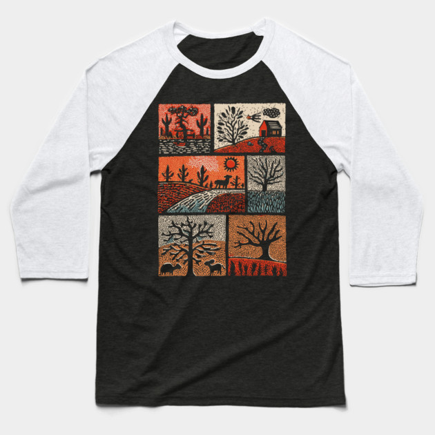 Autumnal Equinox | A Patchwork of Fall Baseball T-Shirt by TuncGK