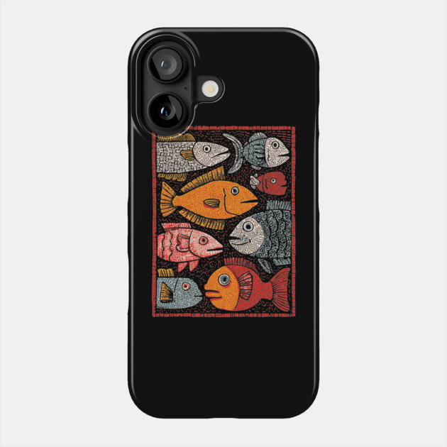 The River of Life | A School of Folk Art Fish Phone Case by TuncGK