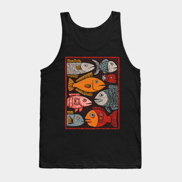 The River of Life | A School of Folk Art Fish Tank Top by TuncGK