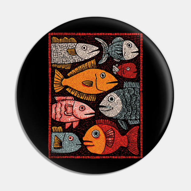 The River of Life | A School of Folk Art Fish Pin by TuncGK