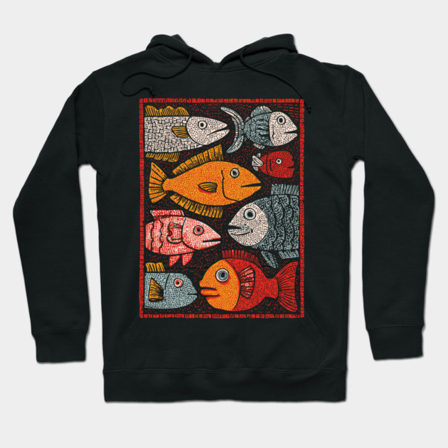 The River of Life | A School of Folk Art Fish Hoodie by TuncGK
