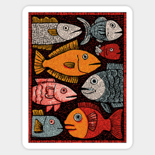 The River of Life | A School of Folk Art Fish Sticker