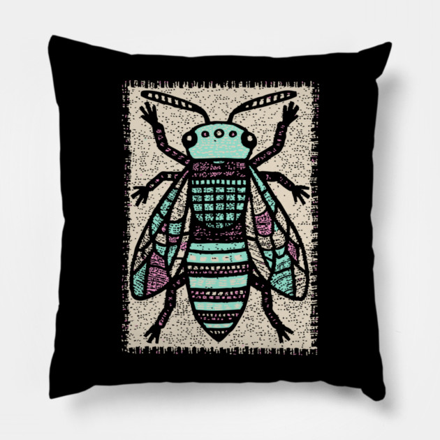 Sacred Bee Glyph | The Honeycomb Oracle Pillow by TuncGK