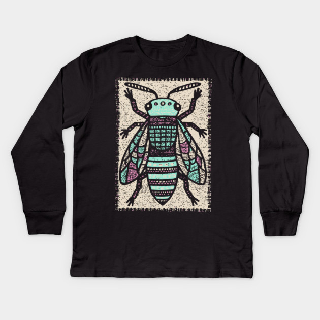 Sacred Bee Glyph | The Honeycomb Oracle Kids Long Sleeve T-Shirt by TuncGK